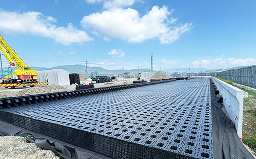 雨水貯留槽ジオプールの施工現場
